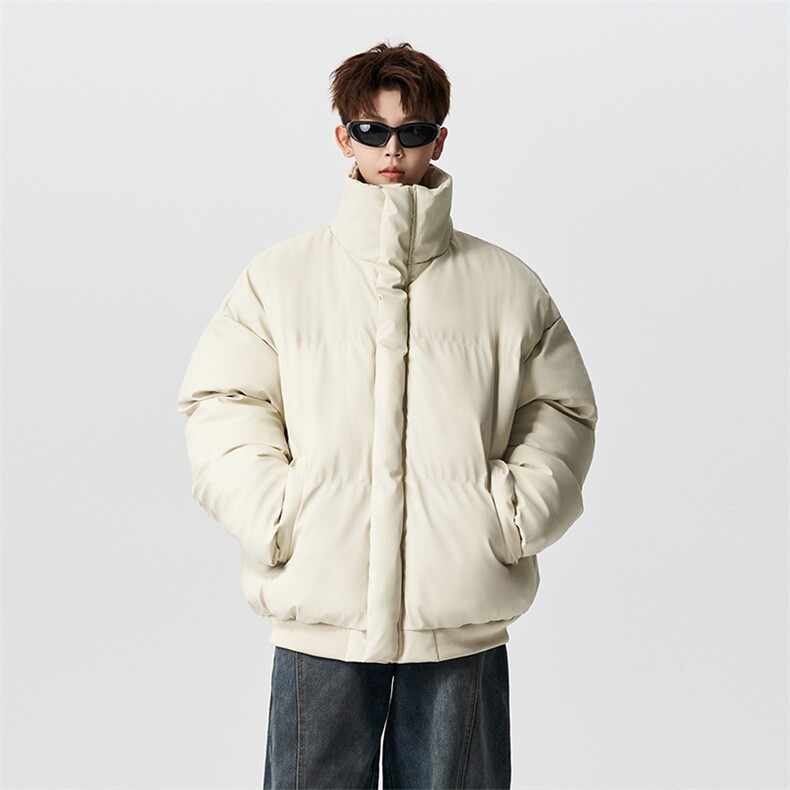 内景冬季ins韩版面包服男宽松保暖棉衣立领PU皮外套MF00756/P100,男装棉衣,电商B316