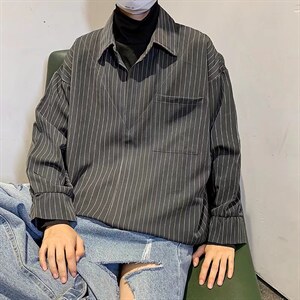 假两件衬衫男春季韩版潮流帅气长袖外套C32P42图片