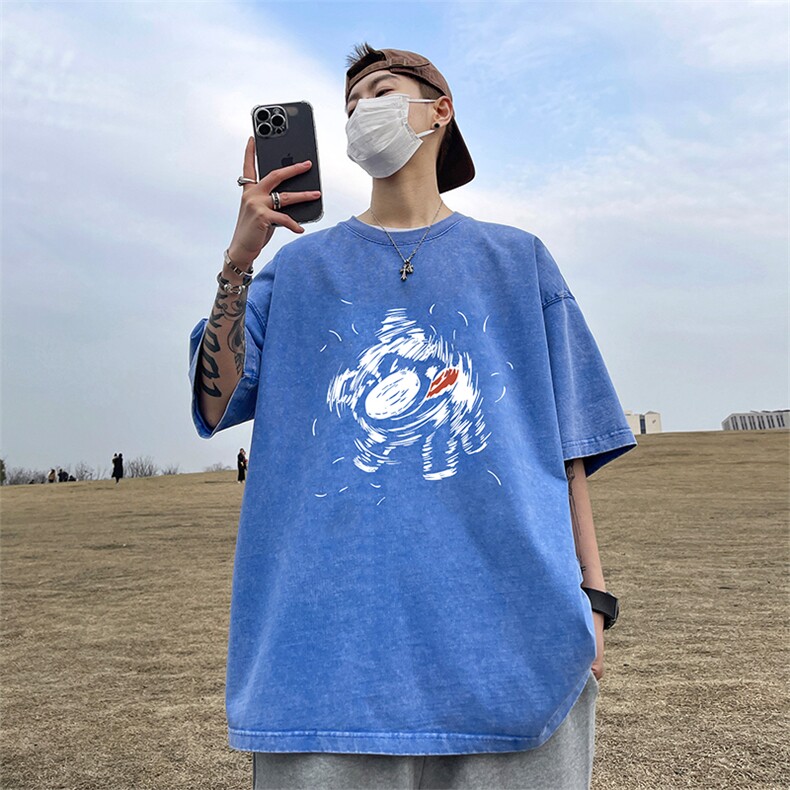 量大优可供抖音视频支持得物品质配合二开美式水洗短袖t恤SX85,男装T恤,电商A486