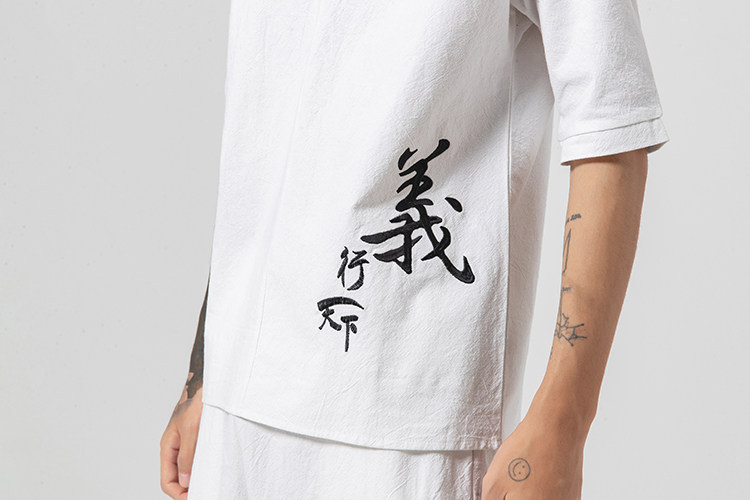 2021夏季日系棉麻短袖九分裤套装男中式两件套QT6005-TZ05-P90,男装休闲套装,星座1112-5（原712-5）