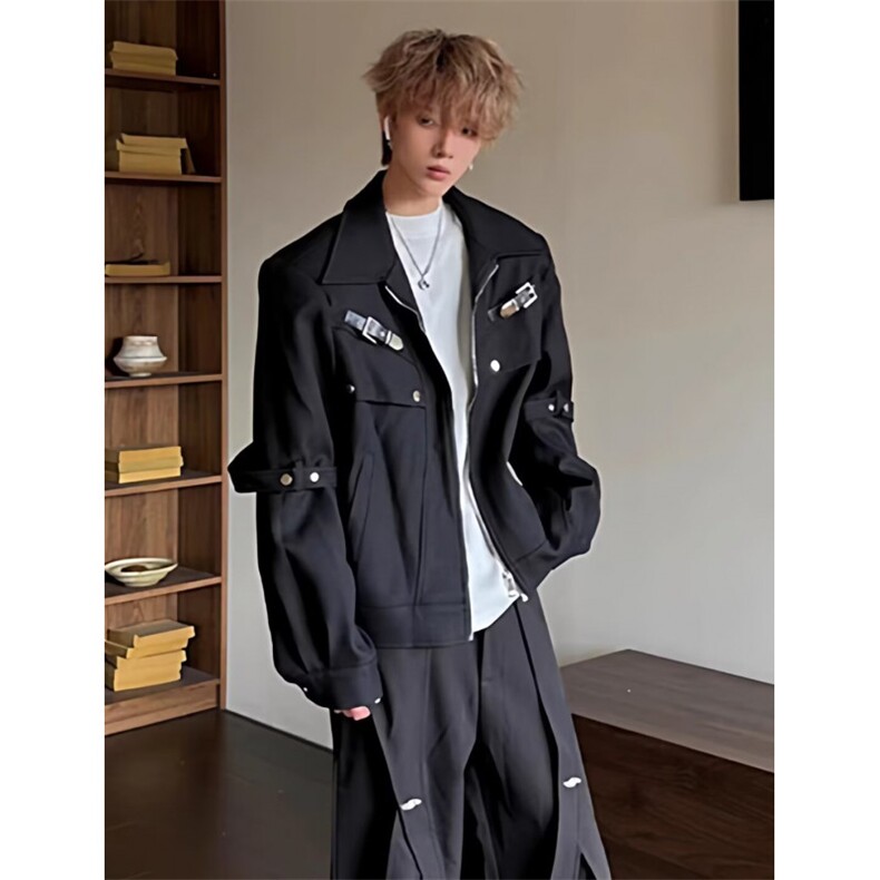 小众金属解构垫肩外套男款春季短款工装夹克痞帅机车服J504,男装夹克,星座1116A（原606A-3）