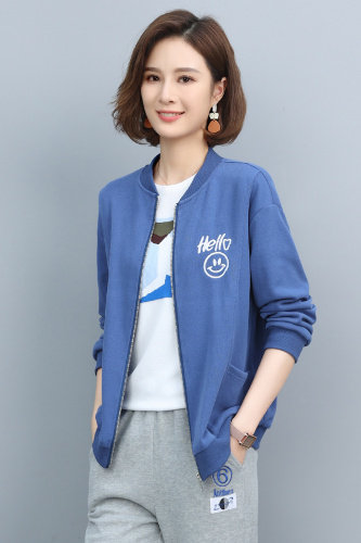 时尚休闲刺绣外套女宽松显瘦百搭长袖上衣春秋新款韩版学生夹克,女装短外套,依恋蒂丝