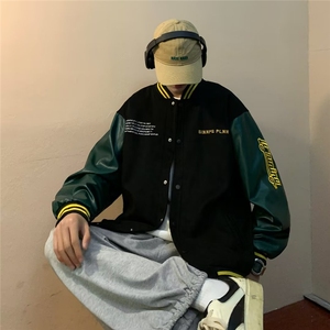 双层全刺绣麂皮绒美式复古棒球服男夹克情侣高街hiphop外套潮JK85图片