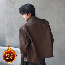 （）秋冬短款皮衣机能风垫肩立领夹棉棉衣13291-P100，男装皮衣，星座910-5