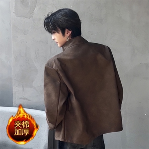 （）秋冬短款皮衣机能风垫肩立领夹棉棉衣13291-P100图片
