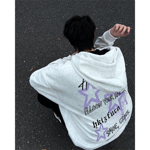 抖音得物 高品质印花连帽卫衣 秋冬装美式宽松连帽纯色卫衣ADL105图片
