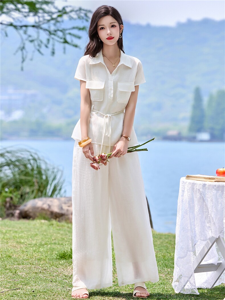 时尚修身简约套装2026夏季新款高端宽松显瘦轻薄两件套2728,女装套装/套裙,罗得堡