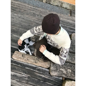 重磅秋冬装北极绒套头毛衣美式复古休闲慵懒风提花工艺针织衫外套图片