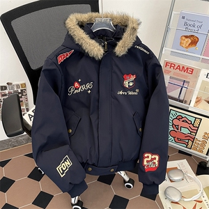 美式复古刺绣徽章座山雕棉衣外套男女加厚保暖夹克M0953-P90图片