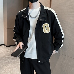 春秋新款男士外套字母刺绣印花夹克上衣图片