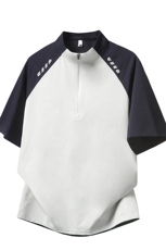 半拉链拼接速干短袖夏季宽松凉感冰丝T恤M-5XLFST569特p25控48，男装T恤，电商B219B
