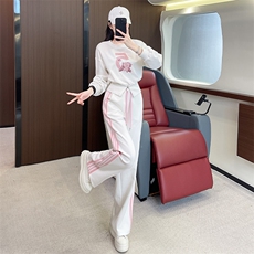 时尚白色短款收腰卫衣阔腿裤两件套女秋，女装套装/套裙，江南