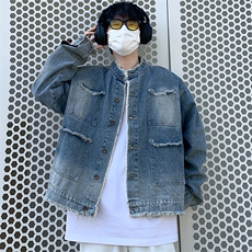 美式复古水洗短裤工装夹克潮流毛边设计外套，男装牛仔裤，星座410-6（原星座1304-1）