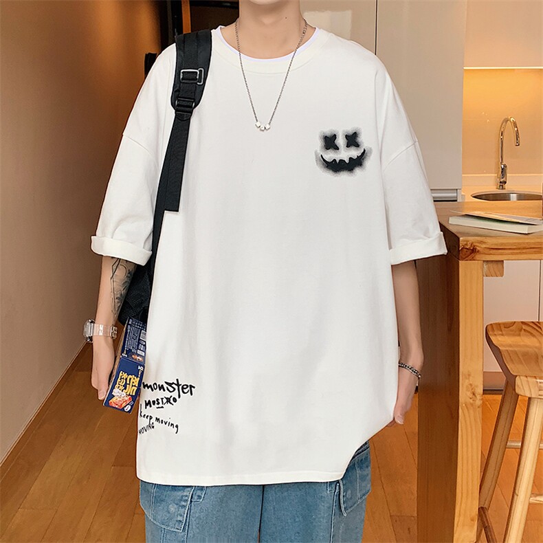 DX90P35港风纯短袖青少年学生百搭休闲潮流宽松T恤纯上衣,男装T恤,星座1204-3