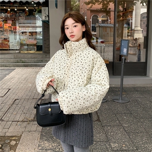 A572-P90 田园风小碎花短款棉服新款立领保暖面包服外套图片