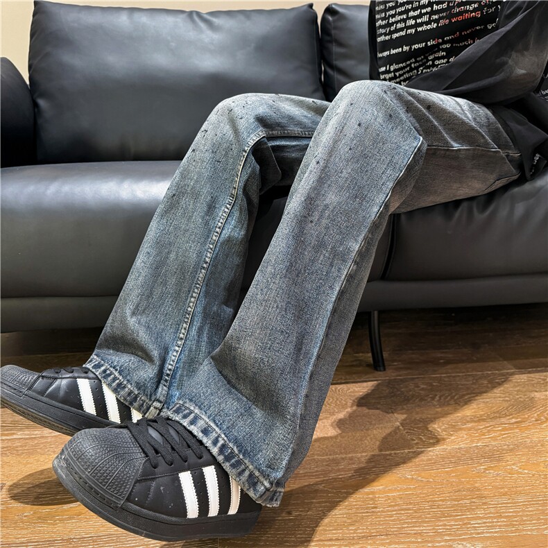 美式高街dirtyfit做旧泼墨微喇vibe显瘦牛仔裤XZ603-K810-P60控78,男装牛仔裤,星座603
