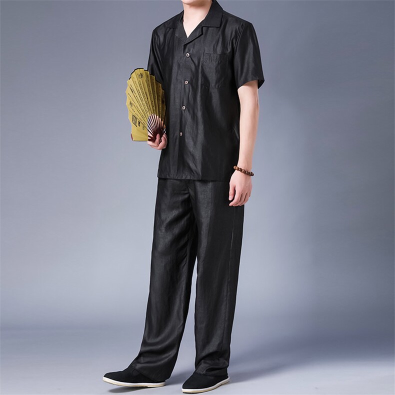 衬衫短袖2023新款中年男装高端商务休闲衬衣男士潮流两件套,男装休闲套装,电商B212（原钱塘6029）