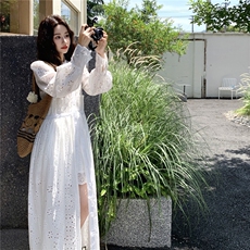 【新款】刺绣重工蕾丝长裙+短裤两件套2C327-8815-P175-K258，女装连衣裙，2C327