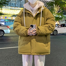冬季青少年连帽假两件外套加绒加厚休闲简约棉衣棉服5303-P85，男装棉衣，电商B306