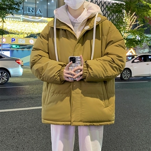 冬季青少年连帽假两件外套加绒加厚休闲简约棉衣棉服5303-P85图片