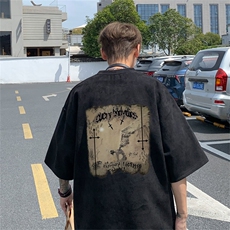 电商DSA028-DTLP2408特P19量大优供视频重磅麂皮绒短袖t恤男，男装T恤，电商A028