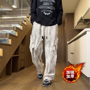 1506-1/G32220/P48扎染重磅卫裤男款秋冬季加绒加厚运动休闲裤1图片