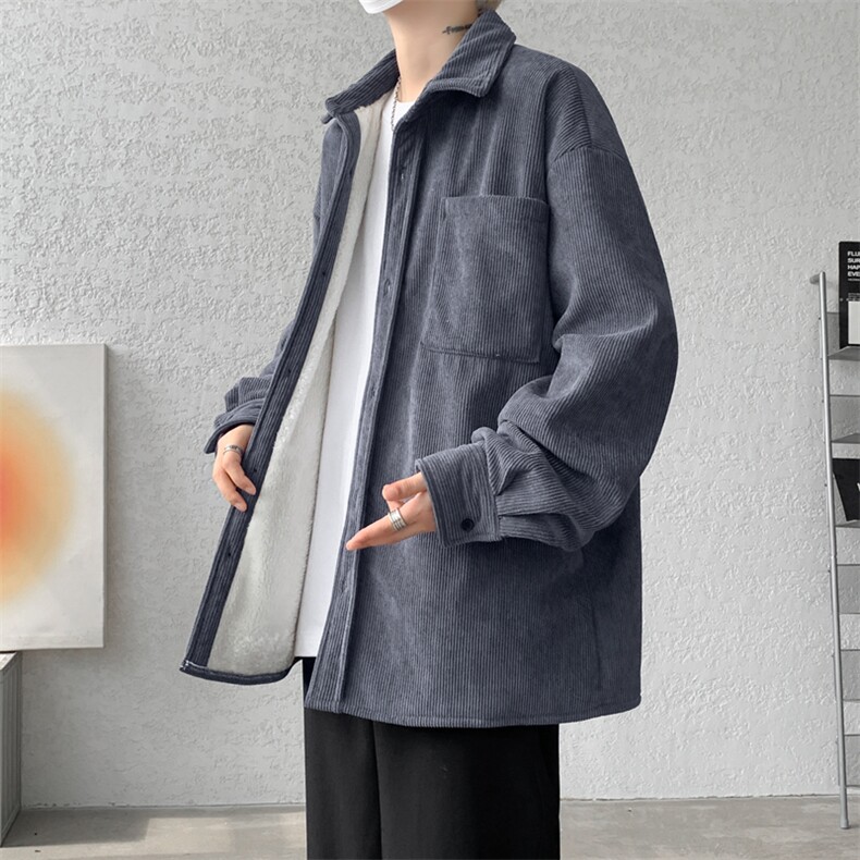 8XL-M加绒灯芯绒衬衫大码复古秋冬保暖上衣外套CS9001/P58加绒68,男装衬衫,电商B238