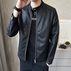 秋季短款皮衣小立领外套男韩版修身机车服P8637-P145，男装皮衣，电商A237