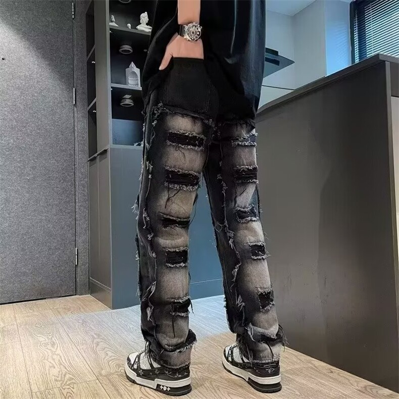 1506-1/K52181/P55复古美式印花脏染微喇cleanfit潮男女牛仔裤,男装牛仔裤,星座1506-1