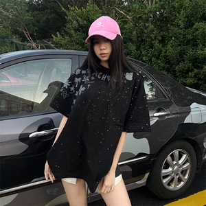 万针全刺绣工艺抖音得物高品质260克重磅纯棉双纱美式高街短袖T恤图片