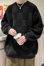 8XL-M特大码美式街头设计感毛巾绣格子毛衣男女情侣MY1204P50控68，男装针织衫/毛衣，电商D206-1