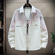 美式复古扎染牛仔夹克2026新款宽松休闲衬衫外套A436-2811-P70，男装夹克，电商A436