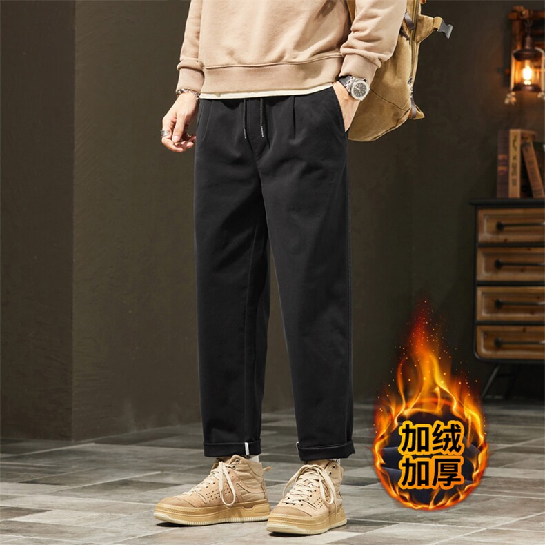 特批秋冬季休闲裤男锥形直筒宽松九分工装长裤子J822-P48/加绒P55图片