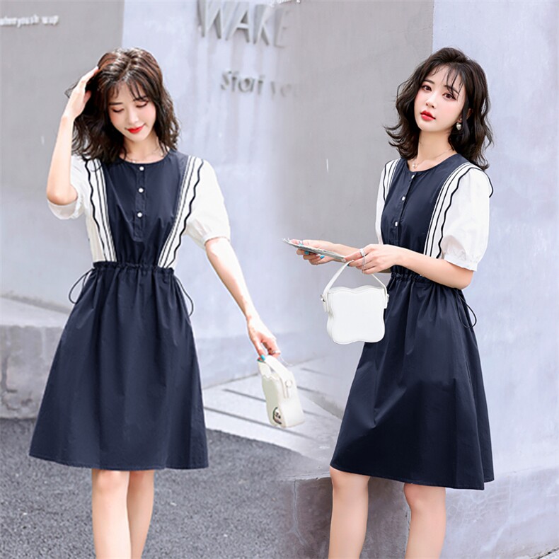 专柜价459【诗】100棉撞色拼接设计感连衣裙专柜清仓25春长袖裙子，女装连衣裙，尚洛菲