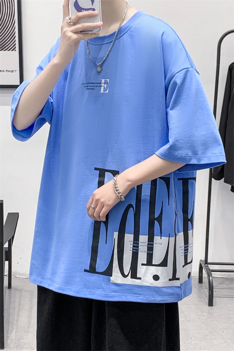 夏装休闲纯棉印花短袖T恤2024新款圆领半袖男女1588-P38控价58,男装T恤,电商A441-1