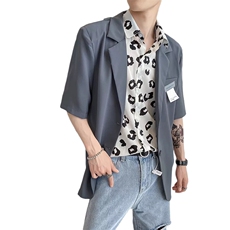 社会风秋宽松纯色贴标休闲西装夹克上衣B297-7711-P75控105，男装夹克，电商B297