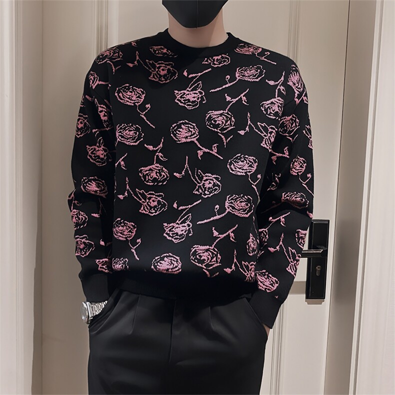 LV281/P78控108冬季美式满身提花针织衫圆领毛衣男黑首2,男装针织衫/毛衣,星座305B