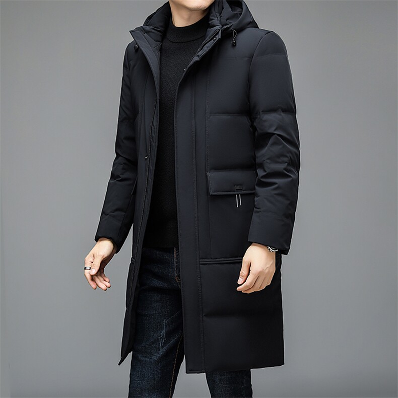 2023冬季新款男士中长款连帽羽绒服中年白鸭绒加厚保暖男装外套,男装羽绒服,电商B212（原钱塘6029）