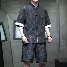 2025夏季新款男装新中式衬衣风纹理盘扣拼接短袖衬衫C98-P60，男装衬衫，电商B277(原6028)