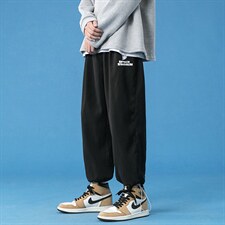 蓝底2024秋冬款个性后开叉宽松束脚运动休闲潮牌裤子2111-P45控69，男装休闲裤，星座914-3