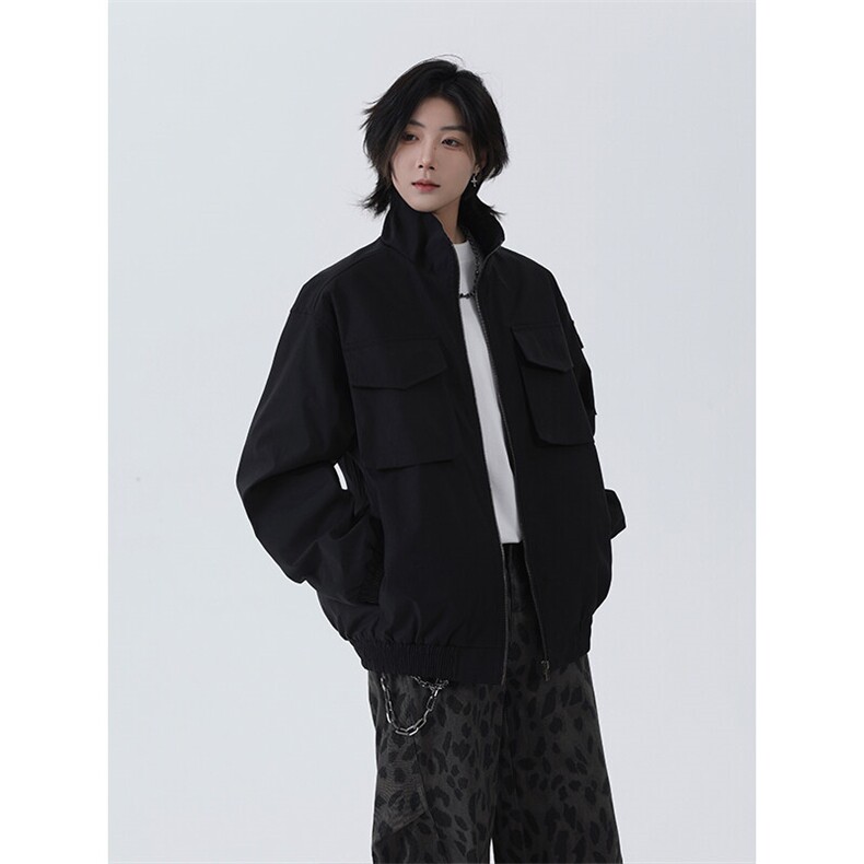 春季新款港风美式多口袋宽松潮流立领夹克XZ213-JK5555-P70控108,男装夹克,星座213