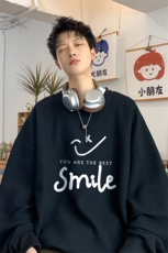 ！2023秋季男士华夫格圆领卫衣学生笑脸长袖T恤HWY01P28，男装卫衣，电商B220