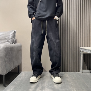 美式高街水洗复古直筒牛仔裤男宽松潮显瘦休闲微喇叭长裤XT1220