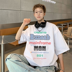 EQ430重磅240克潮流字母印花短袖夏季港风宽松T恤男P25，男装T恤，电商C306-1