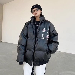冬季棉服欧美风美式面包立领字母刺绣加厚棉服图片
