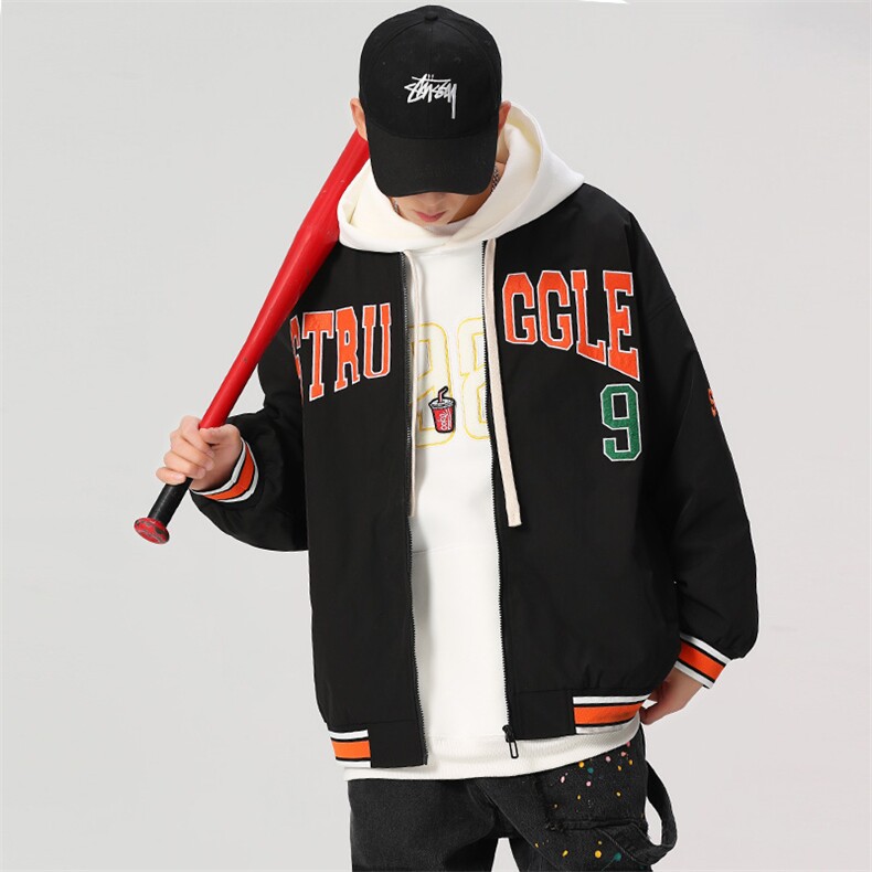 新款棒球服外套男潮牌潮流字母刺绣情侣学生夹克22103-P70控108,男装夹克,星座717