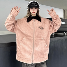 A156-P85麂皮绒外套春秋新款美式复古休闲夹克棒球服翻领，男装夹克，星座911