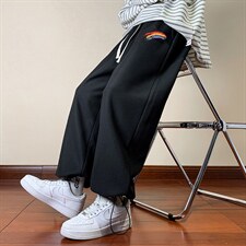 华夫格运动裤男大码抽绳休闲裤卫裤HK78064-P35加绒款P45，男装休闲裤，电商A040