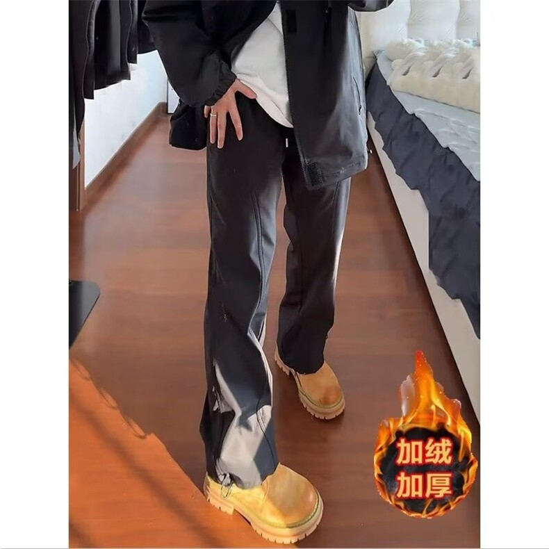 加绒冲锋裤男款秋冬户外机能风登山裤斜切休闲长裤子KX1549,男装牛仔裤,星座1116A（原606A-3）