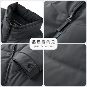 冬季白鸭绒立领羽绒服休闲男士简约短款时尚商务户外防寒男外套图片